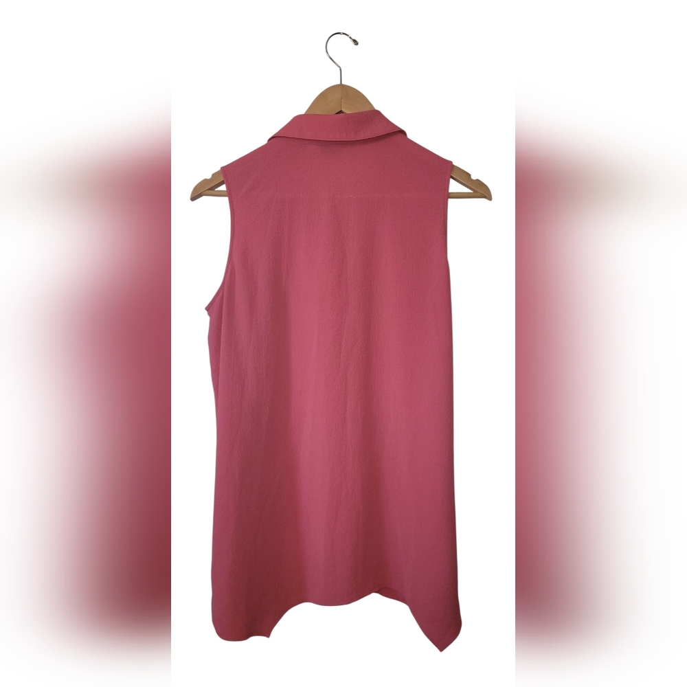 (2)Joan Rivers Tunic Sleeveless Crepe Gauze Pink Yellow Large Stretch Shirt Top - Picture 4 of 15